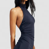 Serafina – Rochie Midi damă Elegantă Albastru Marin