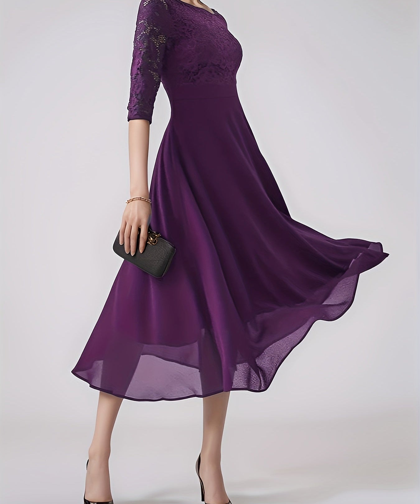 Clara – Rochie de Seară Bleumarin cu Dantelă