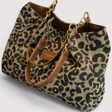 Lévrier – Geantă shopper din pânză cu imprimeu leopard