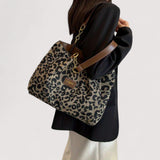 Lévrier – Geantă shopper din pânză cu imprimeu leopard