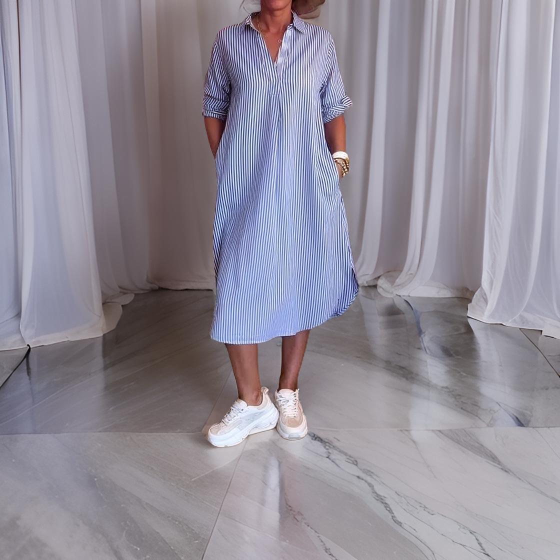 Alina – Rochie Cămașă cu Dungi