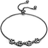 Pulseira de Impressão de Pata em Prata Esterlina – Ajuste Ajustável