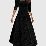 Nicoleta – Rochie Midi Florală din Catifea