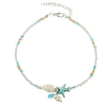 Pulseira de Tornozelo com Estrela e Concha em Pedras Naturais
