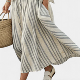 Alkalmi Daisy szett Oversize Pólóval és Midi Szoknyával Leni Bambusz Szalagokkal Elegáns és Kényelmes Stílushoz