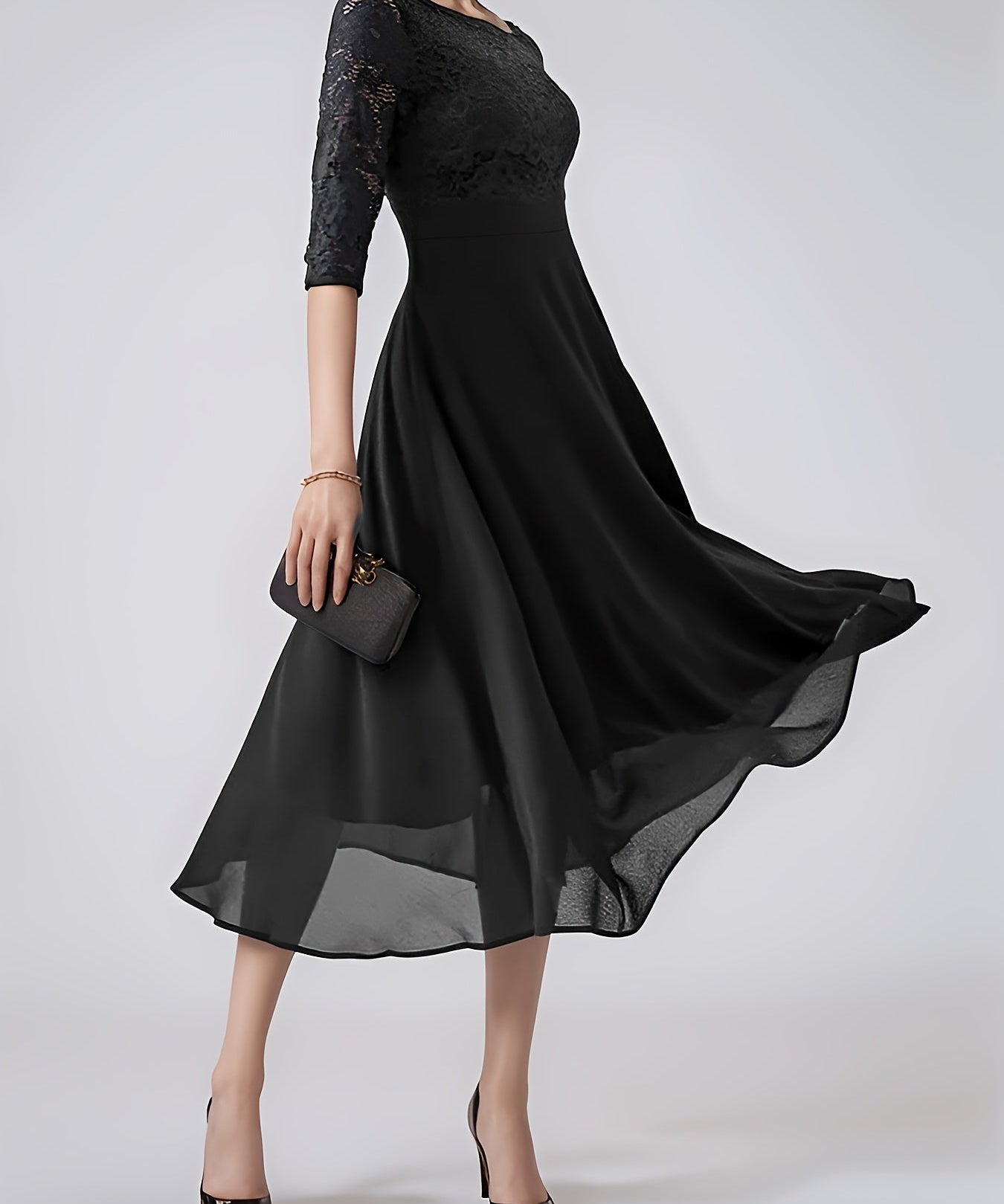 Clara – Rochie de Seară Bleumarin cu Dantelă