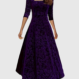 Nicoleta – Rochie Midi Florală din Catifea