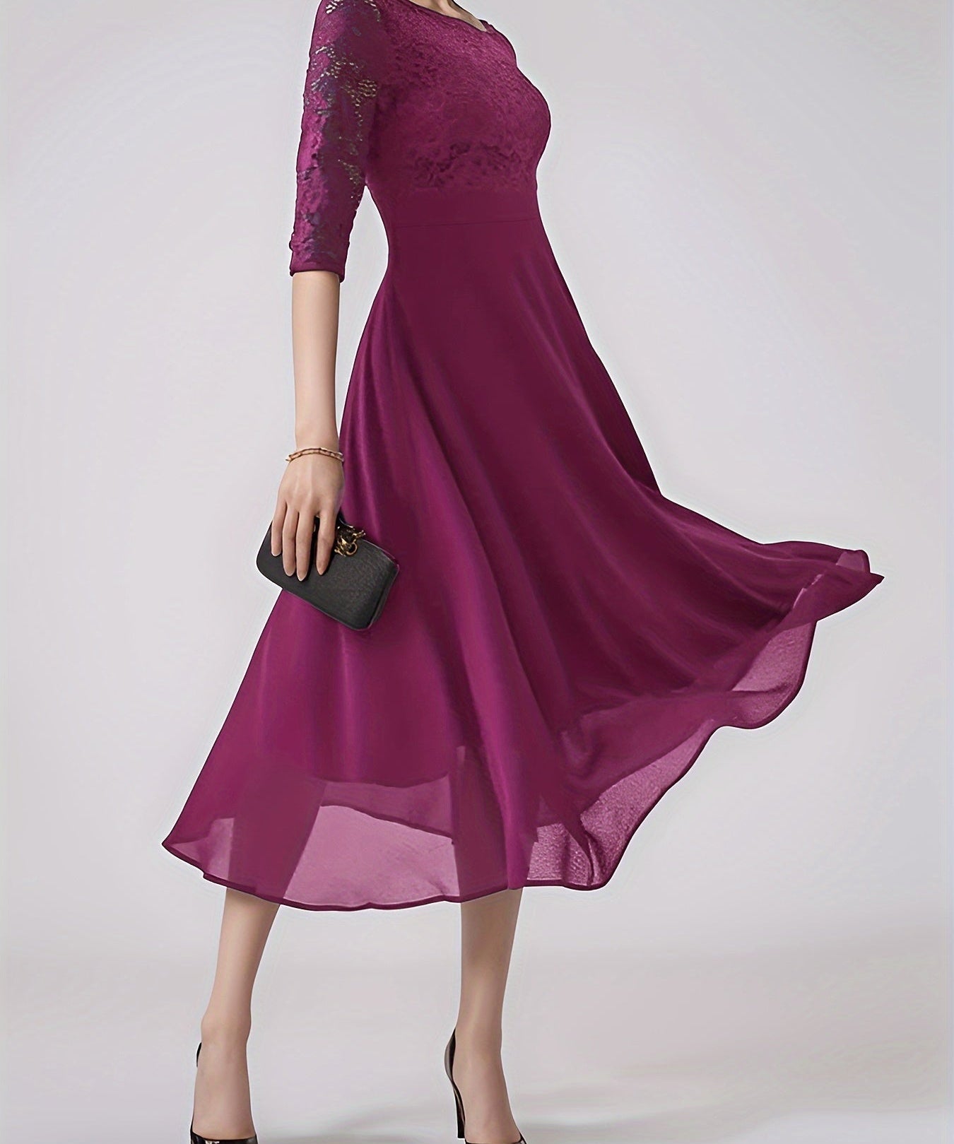 Clara – Rochie de Seară Bleumarin cu Dantelă