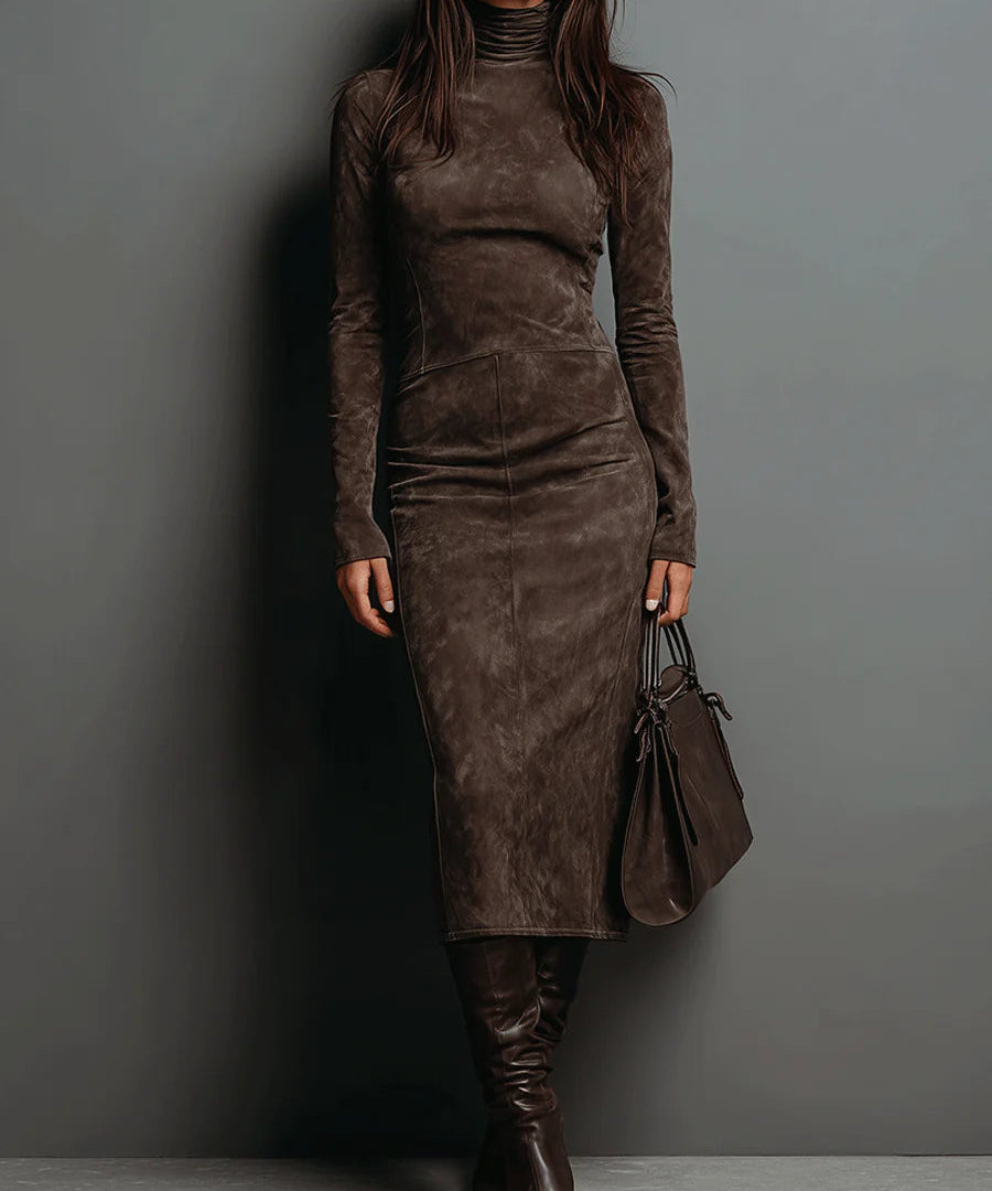 Susana – Rochie midi lungă maro