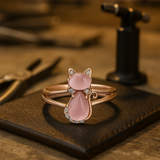 Anel de Gato em Ouro Rosa