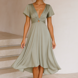Ruxandra – Rochie Midi cu Detaliu sub Formă de Nod