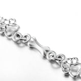 Edição Limitada Pulseira de Charms em Prata Pura com Patas de Cão e Ossos