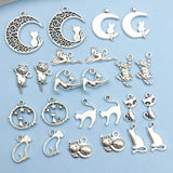 Coleção de Charms de Gato Prateados Vintage