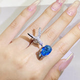 Anel de Pedra Preciosa Ajustável Beija-flor – Zircão, Banho de Ouro 14K