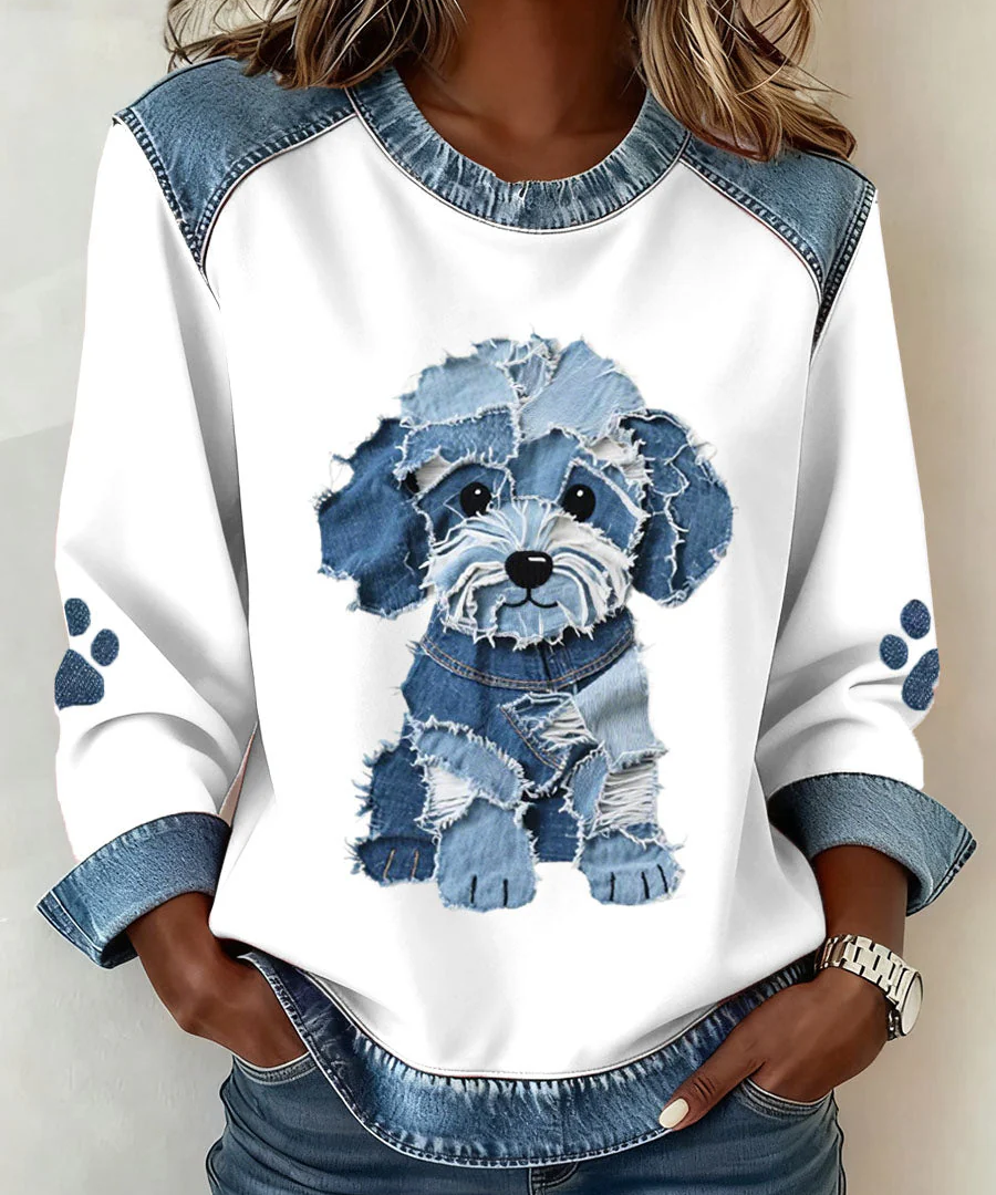 Anca – Pulover Patchwork Cățeluș