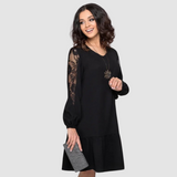 Mirela – Rochie Midi cu Mâneci din Dantelă