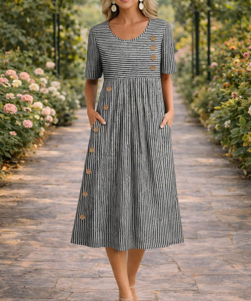 Mona – Rochie cu Dungi Albastre