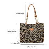 Lévrier – Geantă shopper din pânză cu imprimeu leopard