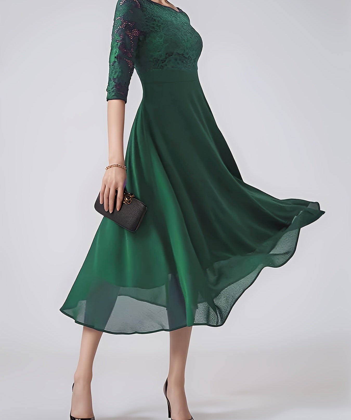 Clara – Rochie de Seară Bleumarin cu Dantelă