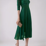 Clara – Rochie de Seară Bleumarin cu Dantelă