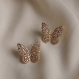 Brincos Vintage Brilhantes em Forma de Borboleta