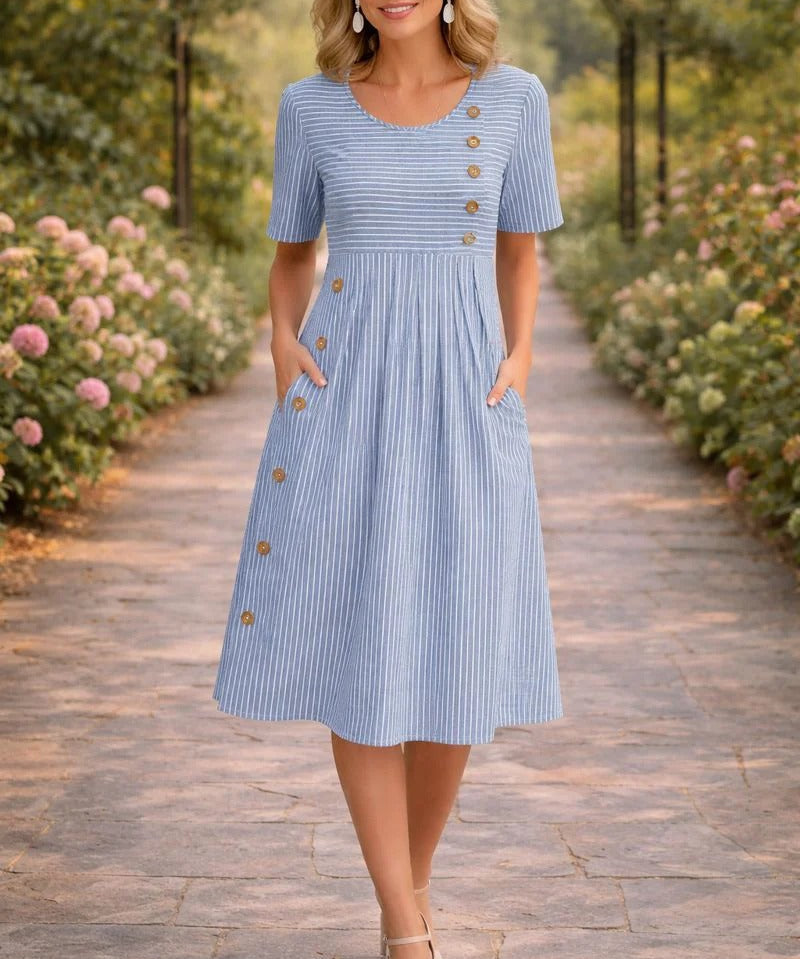 Mona – Rochie cu Dungi Albastre