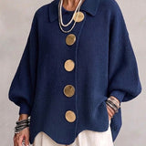 Isadora™ | Oversize Galléros Kardigán With Large Fémgombok