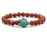 Pulseiras de Tartaruga com Contas de Pedra Natural Única
