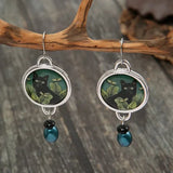 Brincos Pendentes Vintage de Gato Preto Tropical