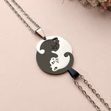 Colar de gato Ying Yang em aço inoxidável